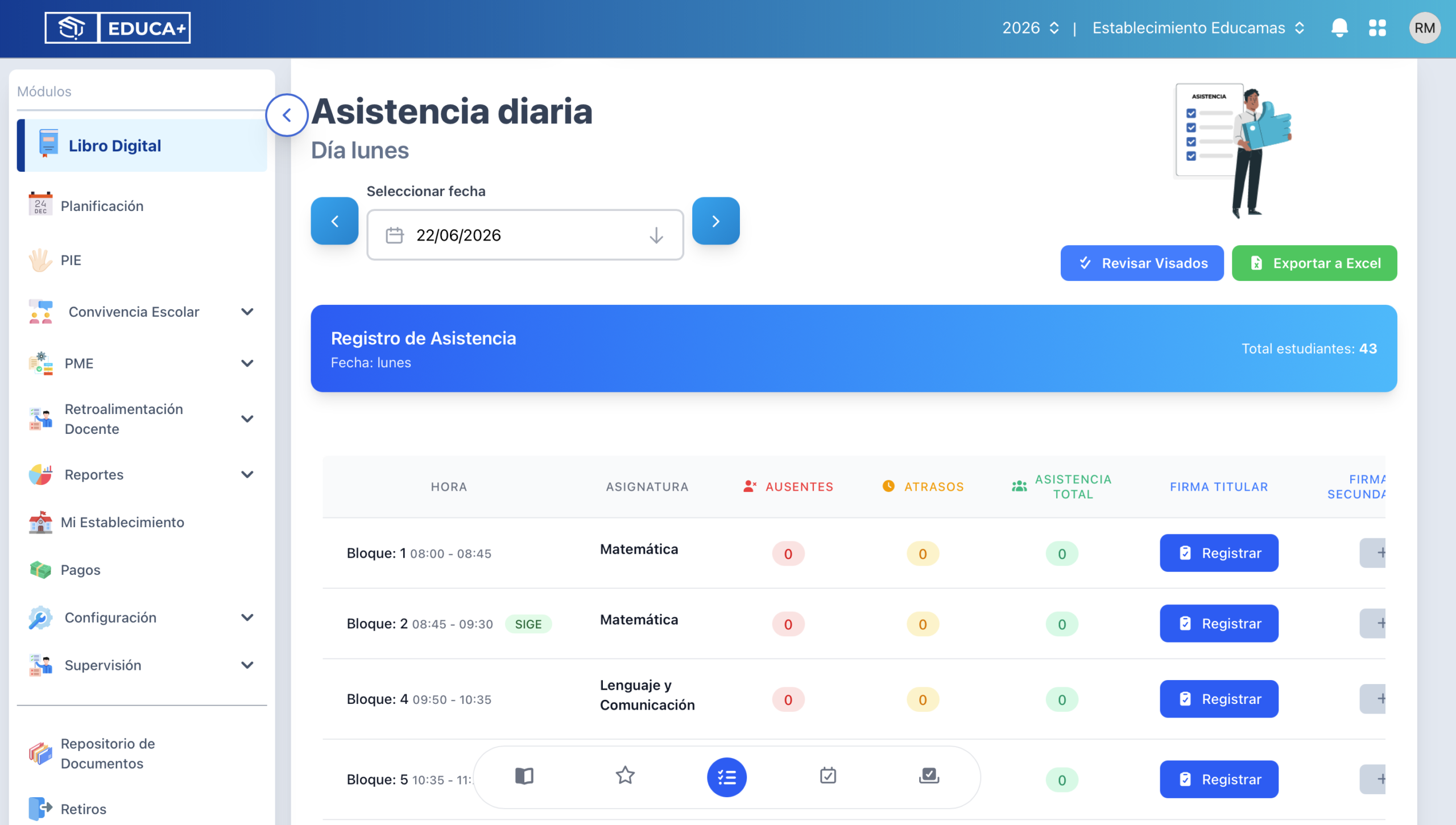 Asistencia diaria Educa+
