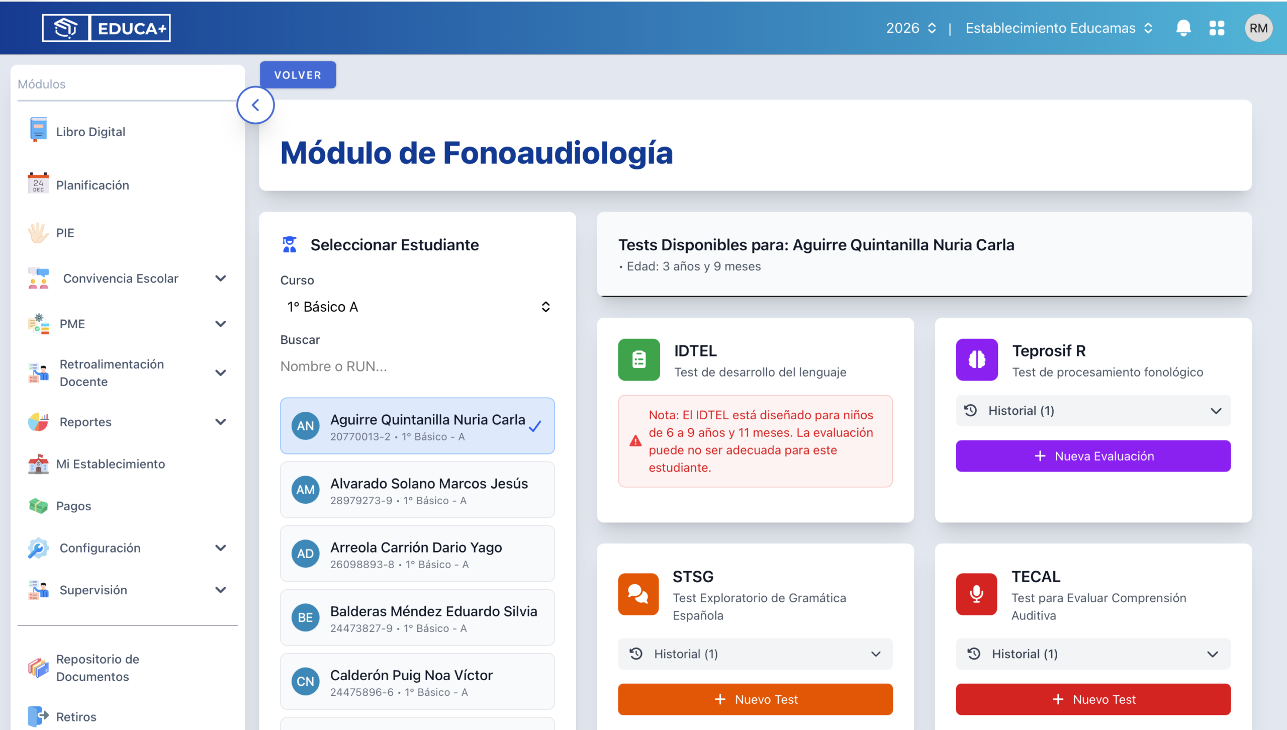 Evaluación Fonoaudiológica integrada en Educa+